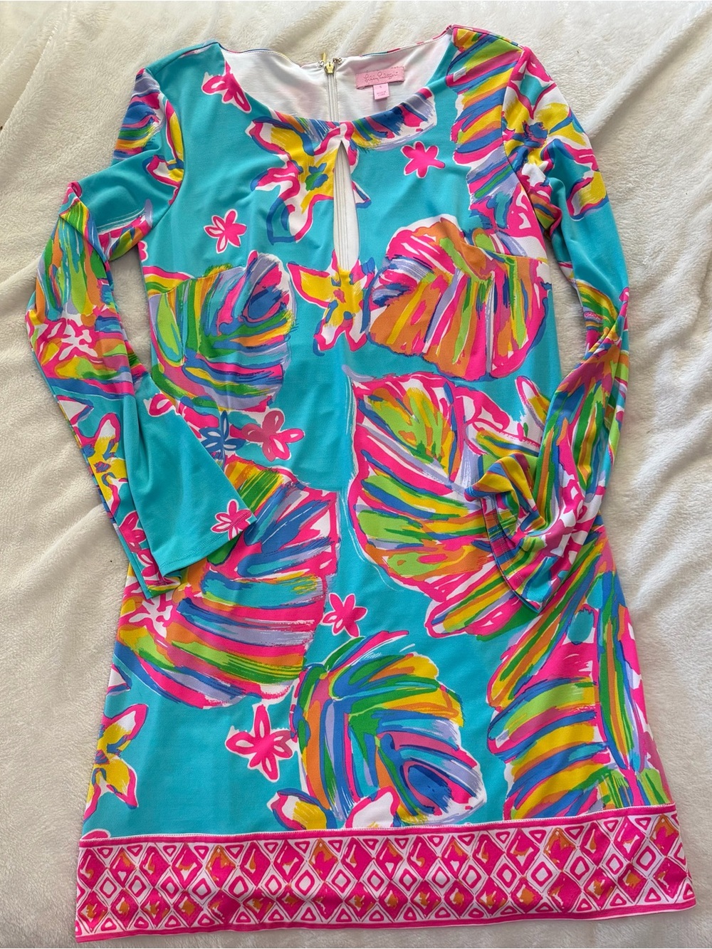Lilly Pulitzer Turquoise Multicolor Tropical Print Dress